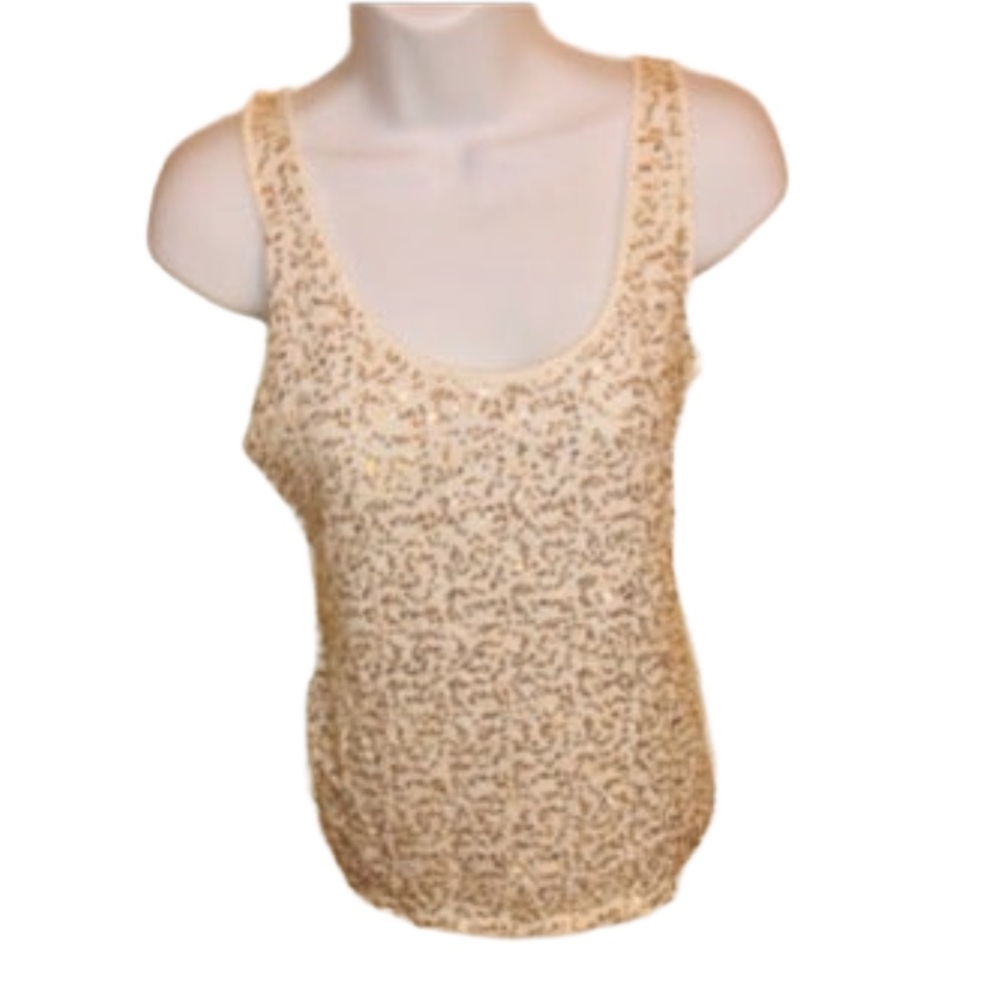 Victoria’s Secret Cream Sequin Scoop Neck Tank